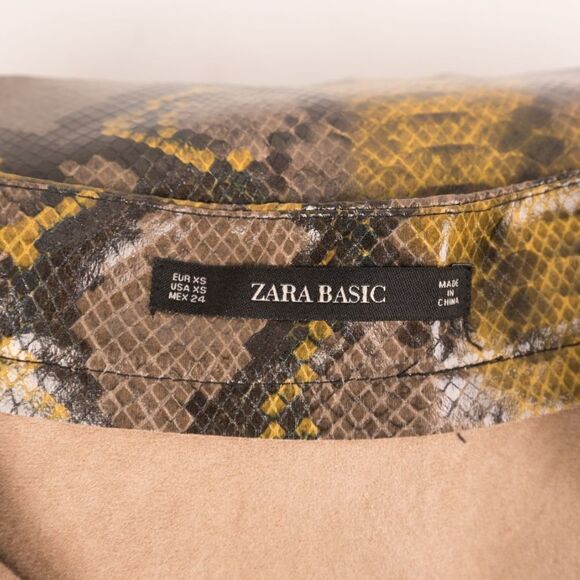Zara Skirt Snake Print A-Line XS Zipper Front - Picture 6 of 8